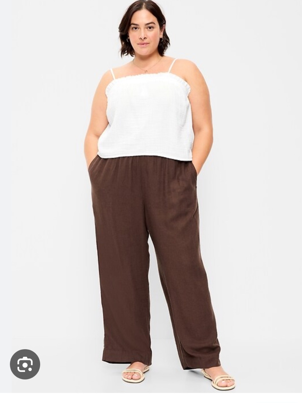 Old Navy NWT Super Wide Leg Linen Blend Pants XXL Chocolate Brown Coastal Beach